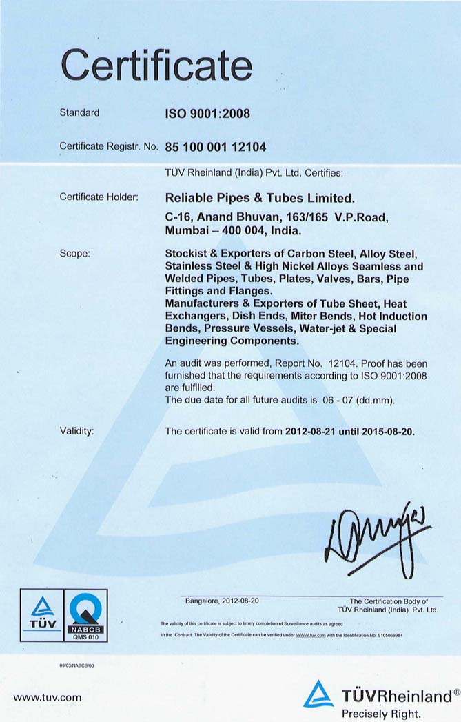 ISO 9001:2008 Certificate